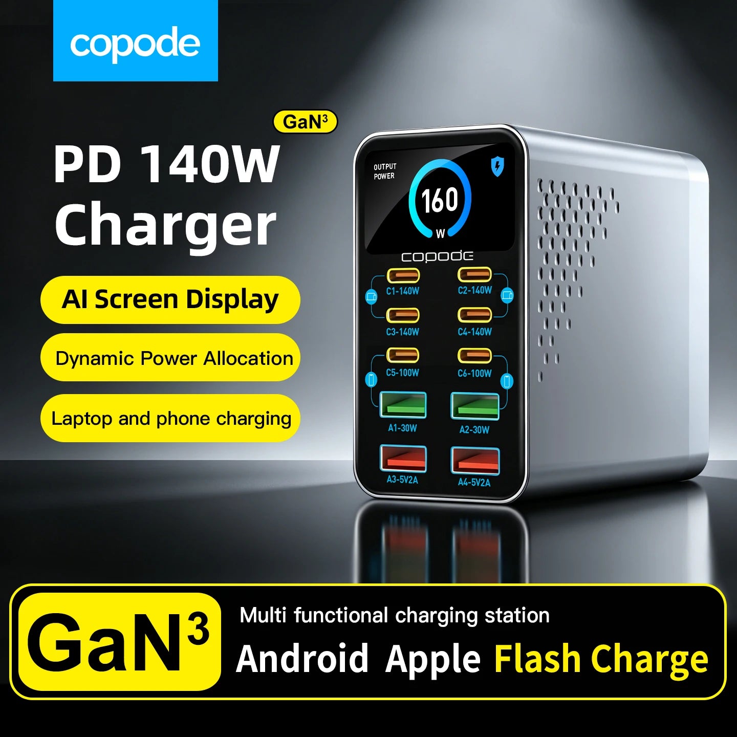 GaN desktop charging station
