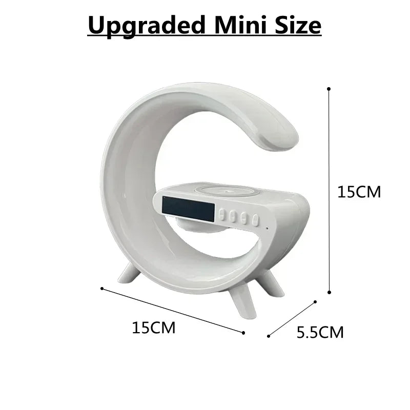 3-in-1 Wireless Charging Stand with RGB Light, Alarm Clock & Speaker
