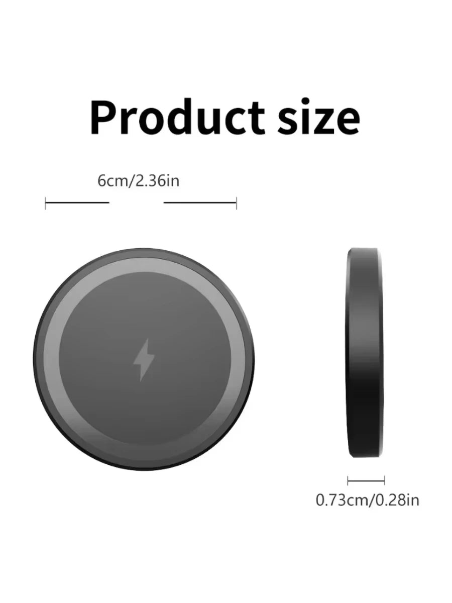 15W Ultra-Thin Wireless Charger Pad - Compact 6cm Fast Qi Charging