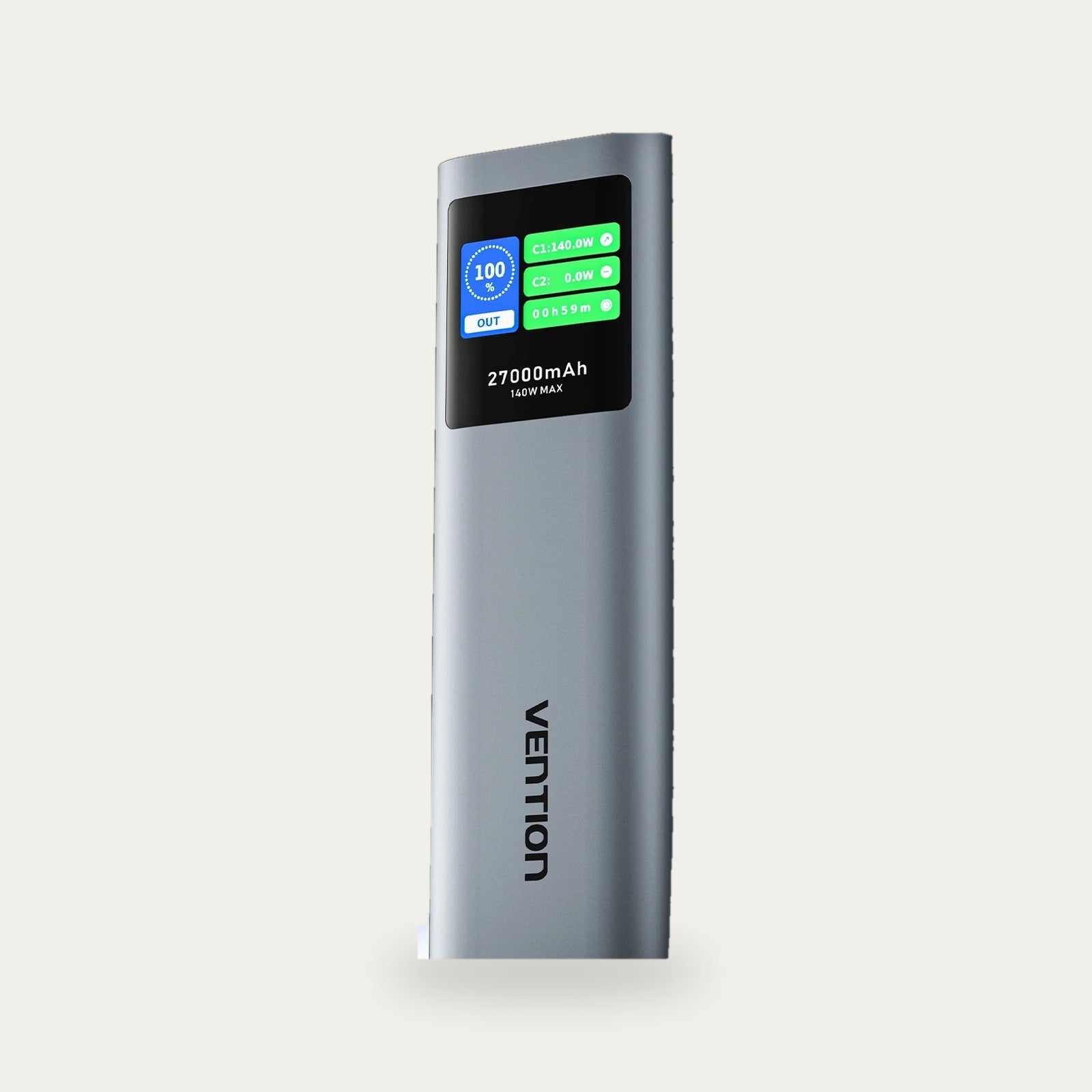 Vention 27000mAh 140W power bank with TFT display, shown on a plain background